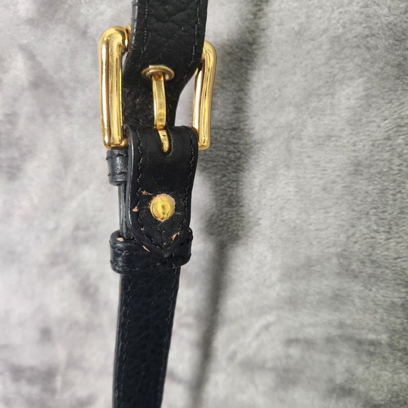 Pure Collection Crossbody Bag Black Pebbled Leather Small Adjustable Strap Latch - Picture 10 of 14